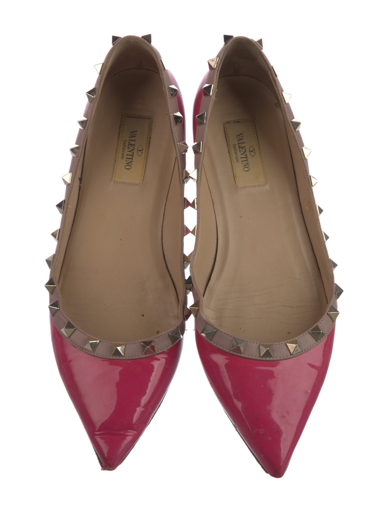 Valentino Rockstud Accents Patent Leather Flats
